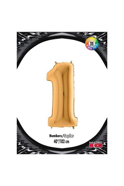 turkuaz parti 40' 100cm Gold 1 Charter Foil Ballon