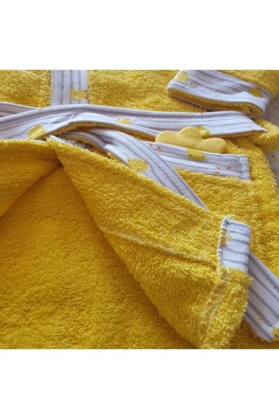 Miniworld Unisex Çocuk Sarı Civcivli Pamuklu Bornoz Kam2015428