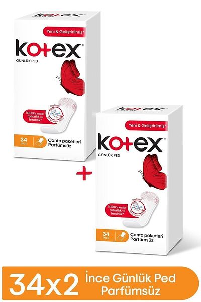 Kotex Thin Daily Pad Perfume-Free 34 Pcs X 2