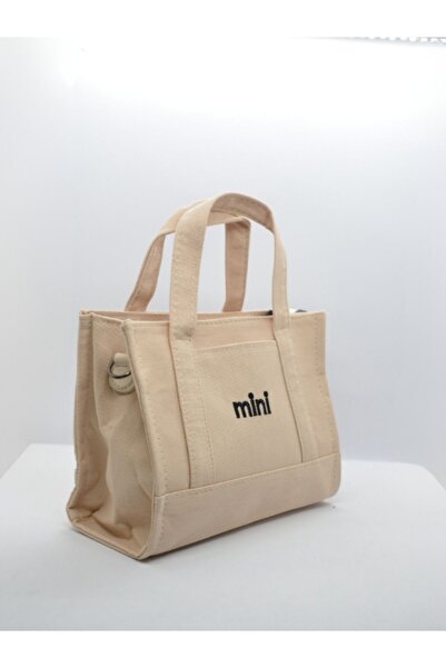 AWOSA Krem Kadın Günlük El Omuz Kanvas Mini Çanta