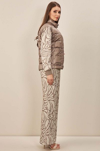 Guitar Beige Colored Wide Leg Knitwear Pants