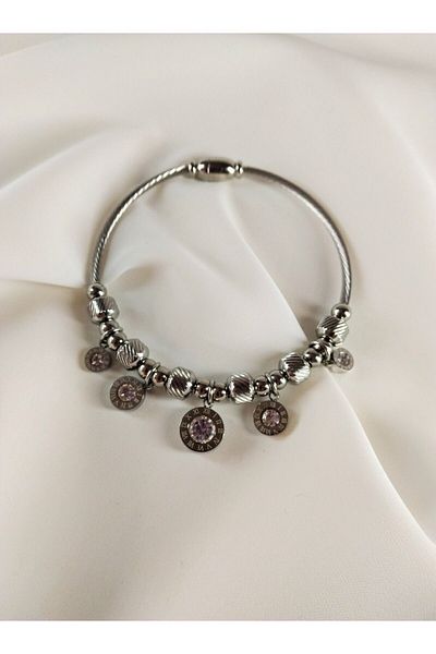 LİLYA AKSESUAR Silver Color Charm Steel Bracelet