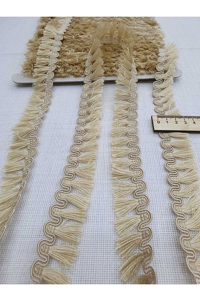 Esteks Dantel ve Tekstil Aksesuarları Κρεμ Χρώμα 5 μέτρων Κορδέλα Φούντες Κρόσσια