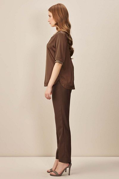 Guitar Brown Straight Leg Woven Trousers