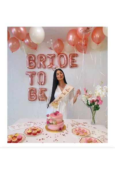 Çemrek Süs Parti Bride to Be Written Foil Balloon Concept Bachelorette Party Large Balloon Set of 11