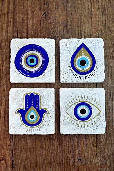 Begoloni Stone Decor طقم قواعد أكواب من الحجر الطبيعي مكون من 4 قطع - نزار بو...