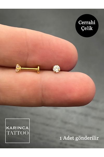 Karınca Piercing Elegant Labret Tragus Ear Helix Flat Conch Lip Ear Earring Gold Color Rhinestone Piercing