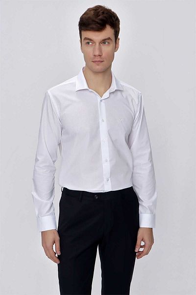 Morven Cămașă albă Basic Slim Fit pentru bărbați