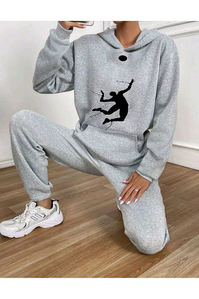 Deocept Volleyball National Team - Gray Hooded Oversize Tracksuit Boyfirend, Sultanlar of the Net
