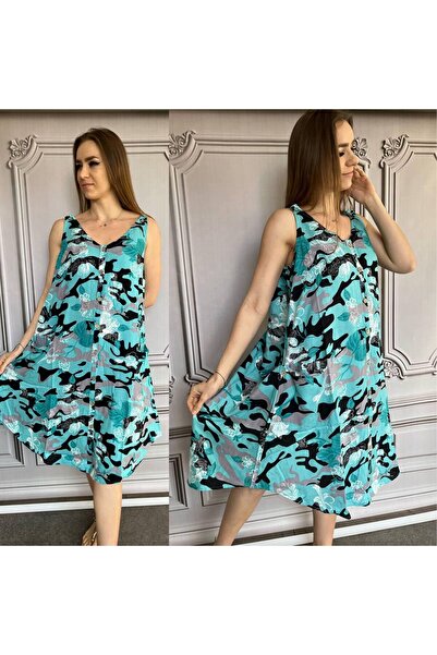 AGORATEKSTİL Rochie de camuflaj pentru femei cu bretele reglabile - bumbac vi...