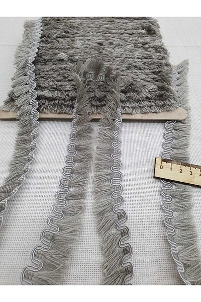 Esteks Dantel ve Tekstil Aksesuarları Cream Colored 5 Meters Stripe Tassel Fringe