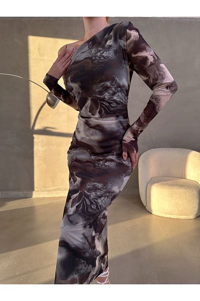 BELLA FASHION Rochie din tul cu un singur umăr