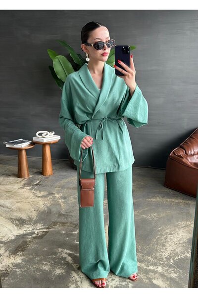 My Blog Menta kimonó és nadrág kendőgallér szett