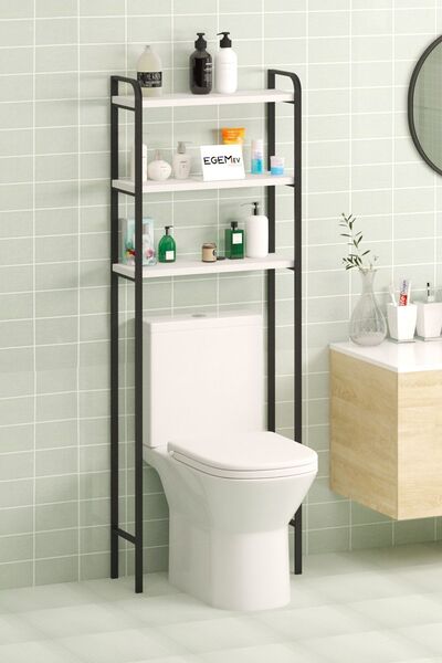 EGEMEV Wc Arkası Klozet Rafı Klozet Üstü Raf Ve Organizatör Havluluk Banyo Düzenliyici çam