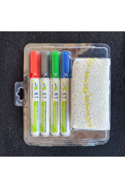 TutturX 4 Adet KT Kalem Siyah Kırmızı Mavi Yeşil Kalem Silgi Hediyeli