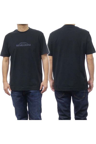 Emporio Armani Tricou negru cu mânecă scurtă din bumbac organic pentru bărbați - 3D1TG8 1JOCZ-0050