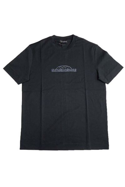 Emporio Armani Tricou negru cu mânecă scurtă din bumbac organic pentru bărbați - 3D1TG8 1JOCZ-0050