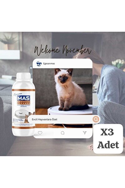 Mas Robot Süpürge Deterjanı Solüsyonu Evcil Hayvanlı Evler İçin 500 ml X 3 Ad...