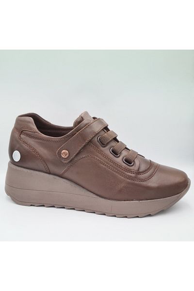 Mammamia D24Ka-3490 Cocoa Mink Women's Daily Casual Shoes - Genuine Leather and Velcro