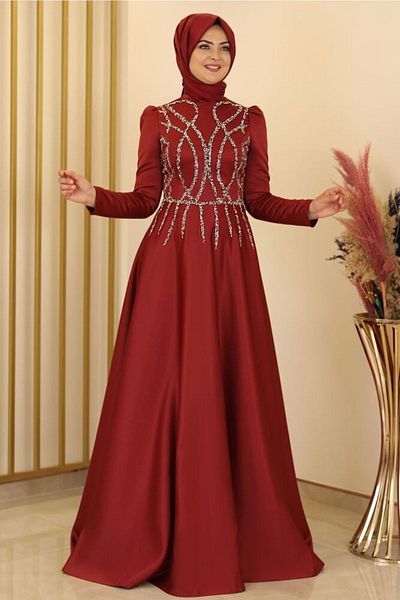 Fashion Showcase Rochie de Seara Zen Satin Rosu Claret - Design - Fsc2131
