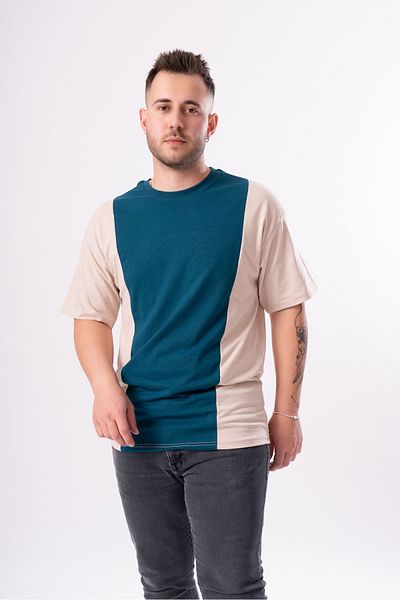 RASCHA Ανδρικό μπλουζάκι Oversize - Petrol Blue, Crew Neck