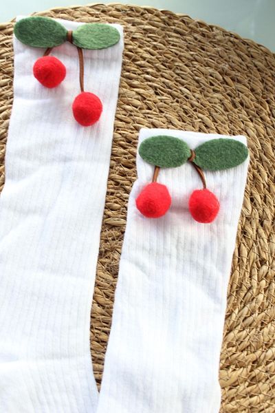 Arwen Collection Girls' School SocKs - Cotton, Cherry and Knee-length