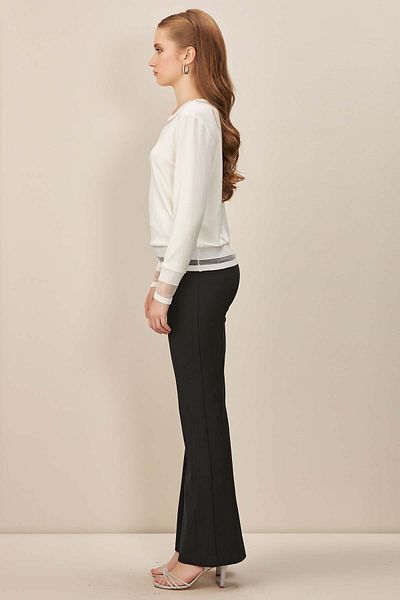Guitar Ecru Coloured Long Sleeve Knitted Blouse