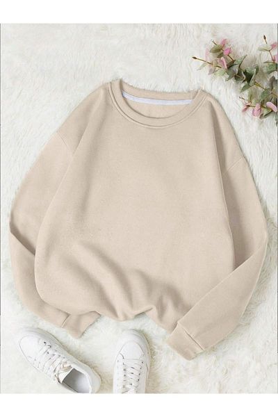 RASCHA Φούτερ Unisex Beige Oversize Crew Neck