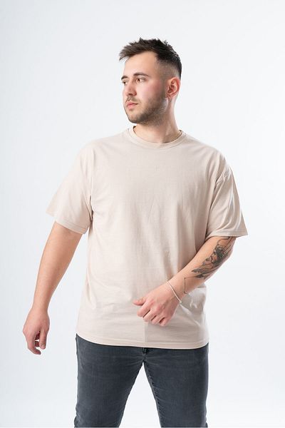 RASCHA Ανδρικό μπλουζάκι Oversize Crew Neck Beige