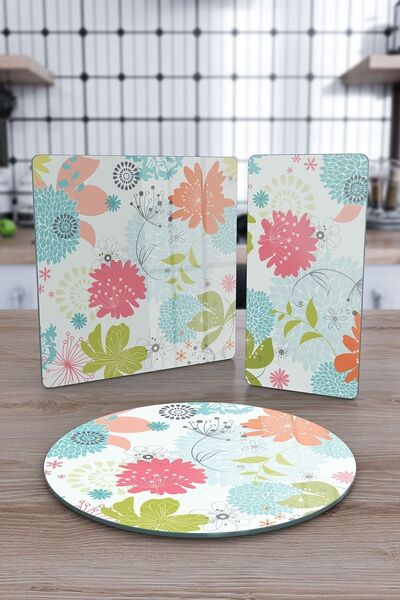 Decovetro Set de 3 farfurii de servire Kamasa cu model de flori de primăvară