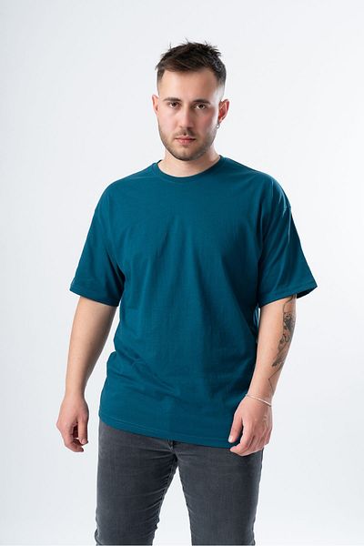 RASCHA Ανδρικό μπλουζάκι Oversize Crew Neck Basic - Petrol Blue
