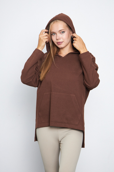 ESPİNA Γυναικείο φούτερ με κουκούλα με λαιμόκοψη V με κουκούλα καγκουρό