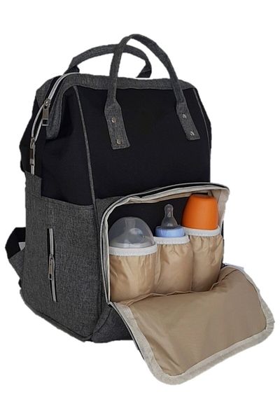 USF Black Gray Mother Baby Care Backpack