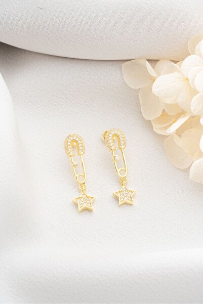 Silvano Jewelry 925 Ayar Gümüş Yıldızlı Çengelli Iğne Küpe