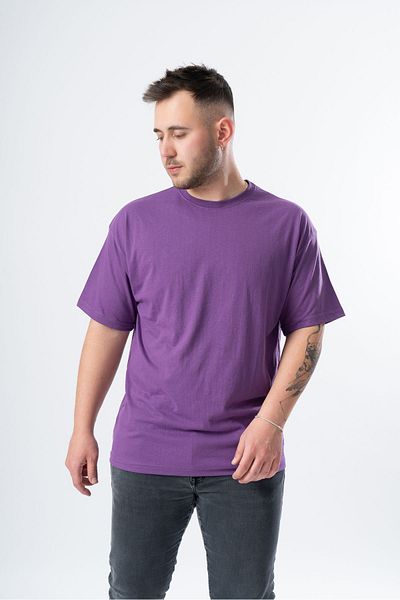 RASCHA Ανδρικό μπλουζάκι Purple Crew Neck Oversize