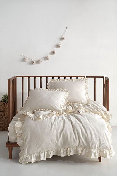 Macas Home Cotton Frilly Washable Pillow Case 2*35*45