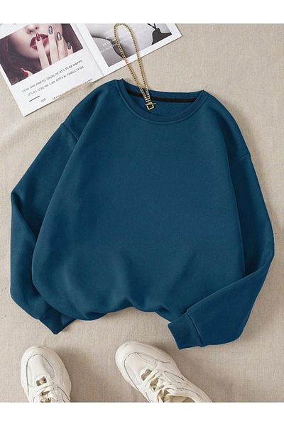 RASCHA Φούτερ Unisex Petrol Blue Oversize Crew Neck