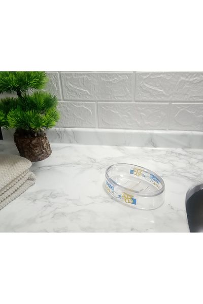 Bosphorus Sea Patterned Soap Dish Acrylic Bathroom Set - 13X7X3Cm