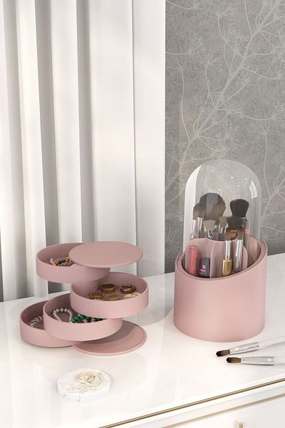 Pufwin Home Διπλό Σετ Organizer Κουτί οργάνωσης κοσμημάτων και πινέλο μακιγιάζ Κουτί οργάνωσης καλλυντικών
