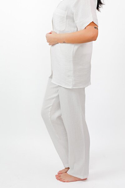 cotonhause Muslin Textured Cotton Short Sleeve Pajama Set - Comfortable Design 24635