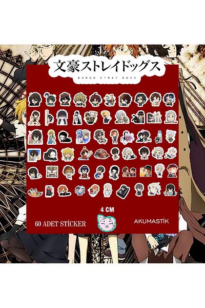 Akumastik مجموعة ملصقات Bungou Stray Dogs مكونة من 60 قطعة - ملصق أنمي - ملصق لامع