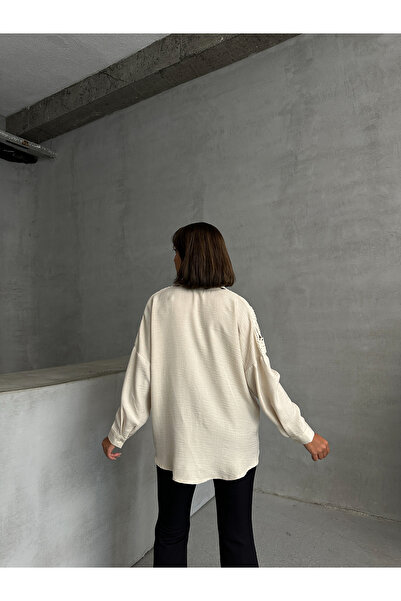 Miss Allos Жіноча сорочка з льону - ажурне мереживне плетіння, детальне