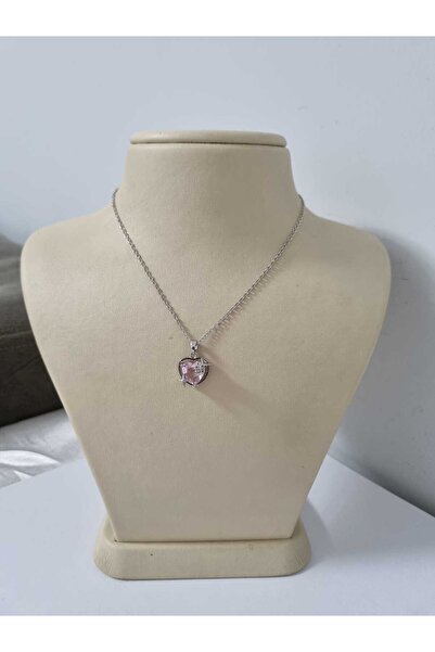 AntiqueMiyuki YILDIZ DETAYLI PEMBE KALP KOLYE