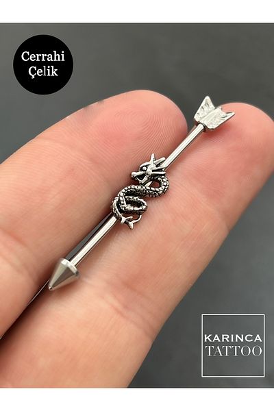 Karınca Piercing Snake Surgical Steel Industrial Industrial Bridge Piercing (Ant Tattoo)