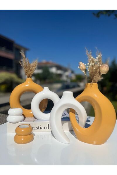 Home ELA-HOME sevgili vazo, halka vazo mumluklu hardal set