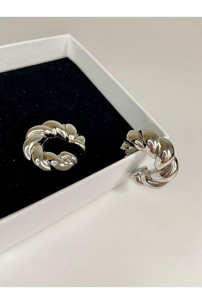 Aura Navis الفضة السمين تويست نموذج الأقراط Earcuff