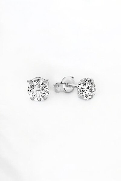 jelux silver Gümüş 925 Ayar 5 mm Premium Star Kesim Zirkon Taşlı Çivili Küpe