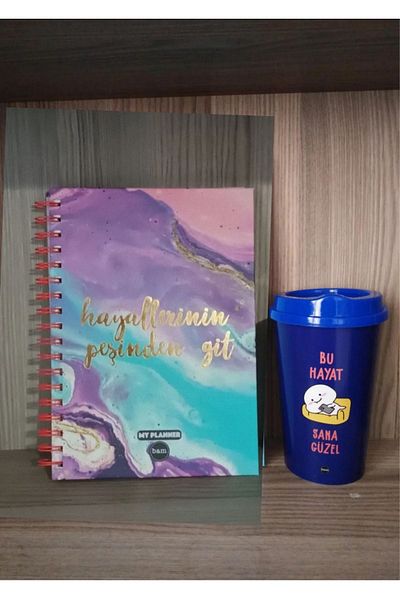 Yeni1Trend Talking Agenda with Sticker Weekly Plan Notebook Licensed Cup Motto Tea Coffee Soft Drink Cup