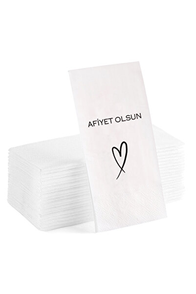 Matbaagraf مناديل تقديم تقديم لوكس بيضاء مطبوعة على شكل قلب من بون أبيت 20 قطعة