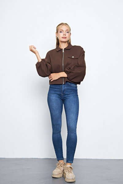 ESPİNA Γυναικείο μπουφάν με μανίκια και φερμουάρ - γιακάς πουκάμισου